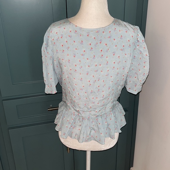 NWOT LoveShackFancy bSteph Top in Blue Ribbon - Picture 5 of 10